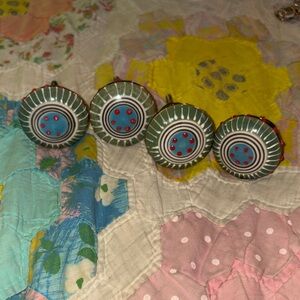 Anthropologie Decorative Knobs with Red and Blue Accents